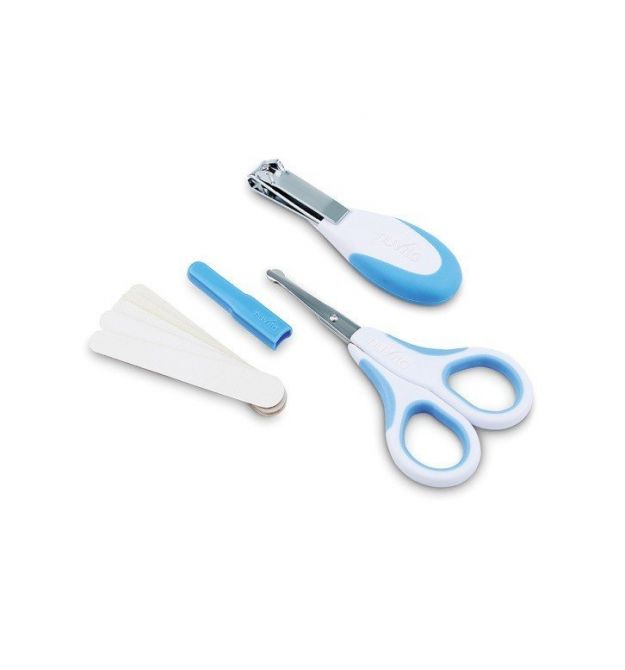 Nuvita Набір по догляду за дитиною 0м+ Синій Безпечні ножиці з акс. NV1138Blue