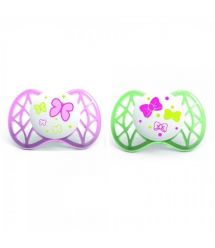 Пустышка симетрическая Nuvita Air 0м+ 2шт. для девочки NV7061Girl