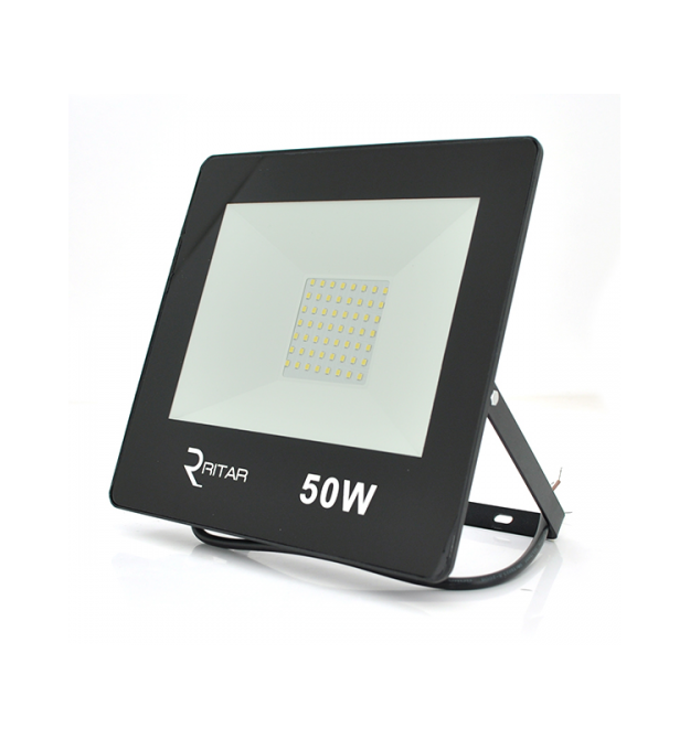 Прожектор SLIM LED RITAR RT-FLOOD50A, 50W, 56xSMD2835, IP65, 4000Lm, 6500K (100%), PF0.9 Ra70, 215*240*30mm, Q20