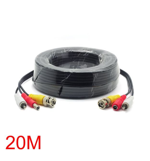 Патч-корд комбинированный коаксиальный+питание+звук BNC+DC+AV 20m, черный, Q70