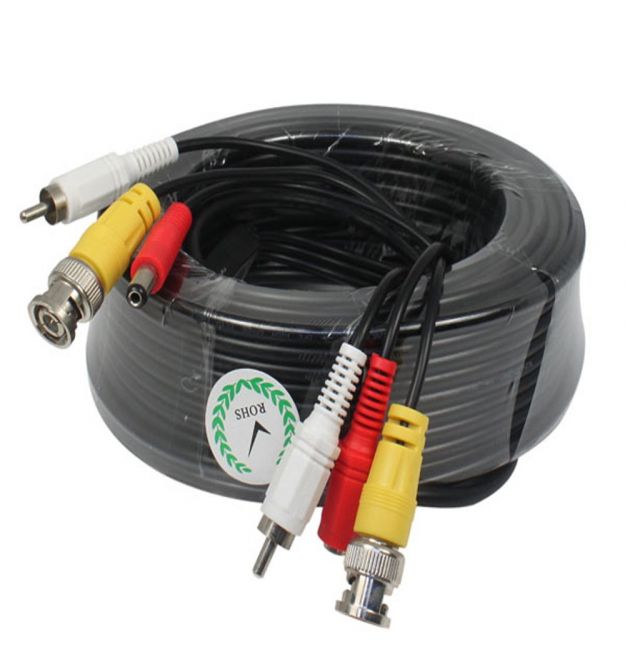 Патч-корд комбинированный коаксиальный+питание+звук BNC+DC+AV 25m, черный