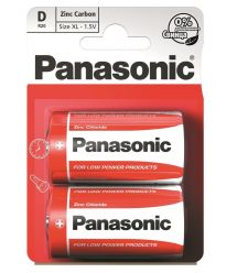 Батарейка Panasonic RED ZINK угольно-цинковая D(R20) блистер, 2 шт.