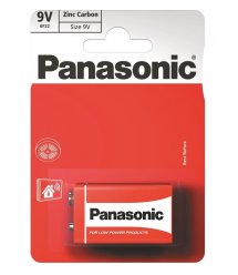 Батарейка Panasonic RED ZINK угольно-цинковая 6F22( 6R61, 1604) блистер, 1 шт.