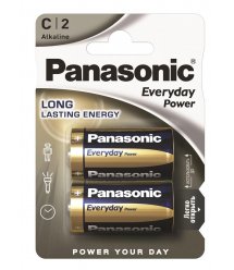 Батарейка Panasonic EVERYDAY POWER щелочная C(LR14) блистер, 2 шт.
