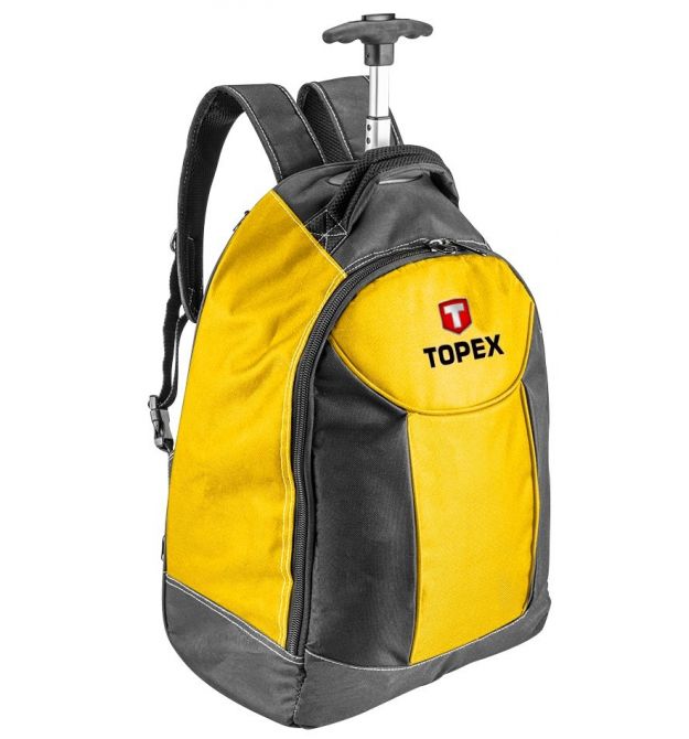 Рюкзак для инструмента TOPEX, полиэстер, 25 внутр.карм, телеск. ручка, колеса, регулируемые лямки
