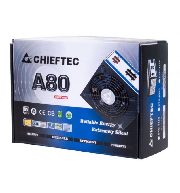 Блок питания CHIEFTEC RETAIL A-80 CTG-650C,12cm fan,a/PFC,24+8,4xPeripheral,6xSATA,2xPCIe,modular