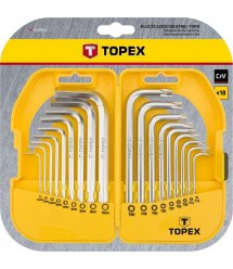 Ключи TOPEX шестигранные HEX и Torx, набор 18 шт.