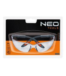 Очки NEO защитные противоосколочные из поликарбоната, белые линзы, регулировка длины и угла дужек, стойкие к царапинам, CE