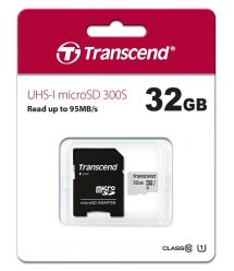 Карта памяти Transcend 32GB microSDHC C10 UHS-I R95/W20MB/s + SD адаптер