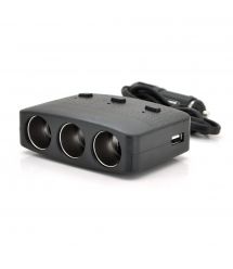 АЗУ разветвитель Olesson 1636, 12V-3*12V+2*USB, Black, Blister