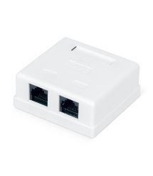 Розетка RITAR UTP 8P8C RJ45 2 порт Cat-6, накладная белая Q300