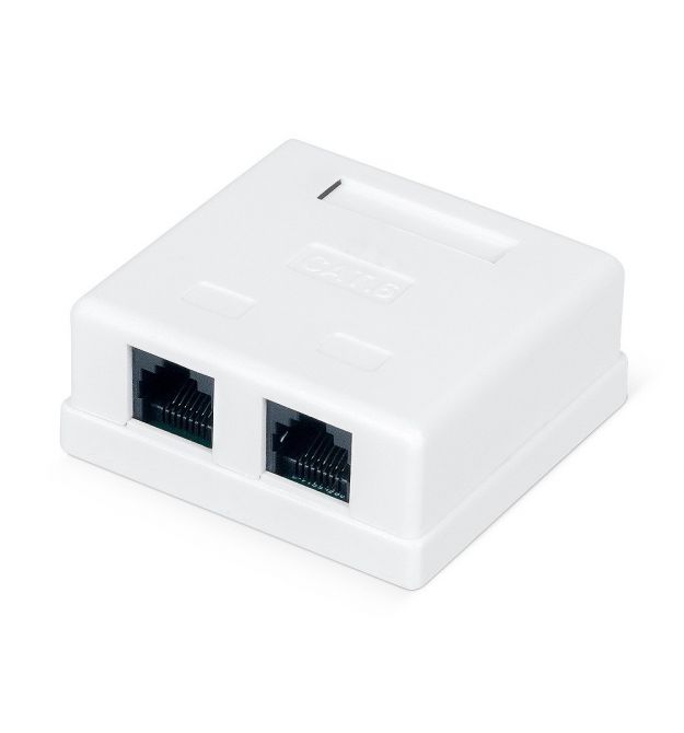 Розетка RITAR UTP 8P8C RJ45 2 порт Cat-6, накладная белая Q300
