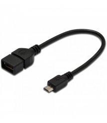Адаптер ASSMANN USB 2.0 (AF/microB) OTG 0.2m, black