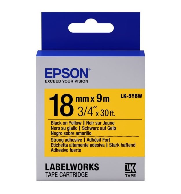 Картридж с лентой Epson LK5YBW принтеров LW-400/400VP/700 Strng adh Blk/Yell 18mm/9m