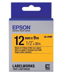 Картридж с лентой Epson LK4YBP принтеров LW-300/400/400VP/700 Pastel Black/Yellow 12mm/9m