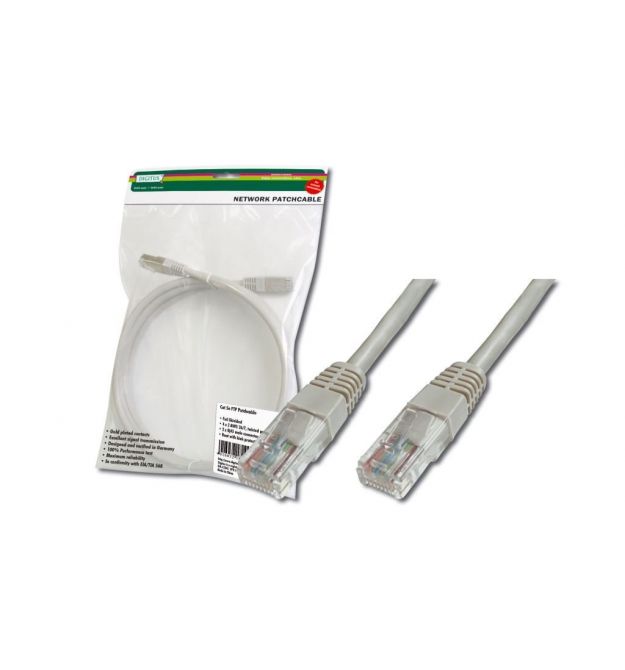 Патч-корд DIGITUS CAT 5e UTP, 1м, AWG 26/7, PVC, серого цвета