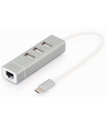 Концентратор-адаптер DIGITUS USB Type-C, 3xUSB+Fast Ethernet