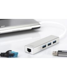 Концентратор-адаптер DIGITUS Gigabit Ethernet USB 3.0, 3xUSB, 1xLAN