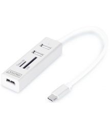 Концентратор DIGITUS USB 2.0 (AF/Type-C) OTG (кардридер+USBx2)