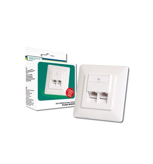 Настенная розетка DIGITUS Cat. 5e STP 2xRJ45 8P8C, для скрытой проводки