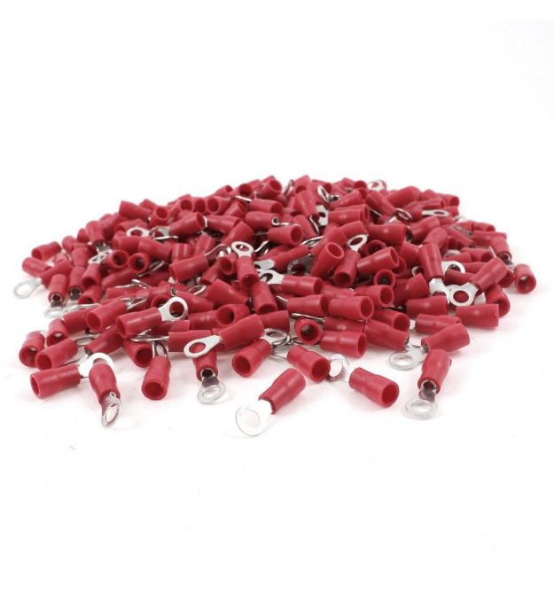 Клема тип О RV1.25-3.7, 0.5 мм, дріт 0.5-1.5, ізольована, максимальний струм 19А, під обтискача, латунь, 100шт в упаковці