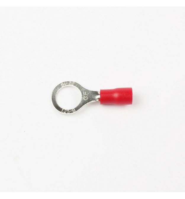 Клема тип О RV1.25-8, 0.5 мм, провід 0.5-1.5, ізольована, максимальний струм 19А, під обтискання, латунь, 100шт в упаковці