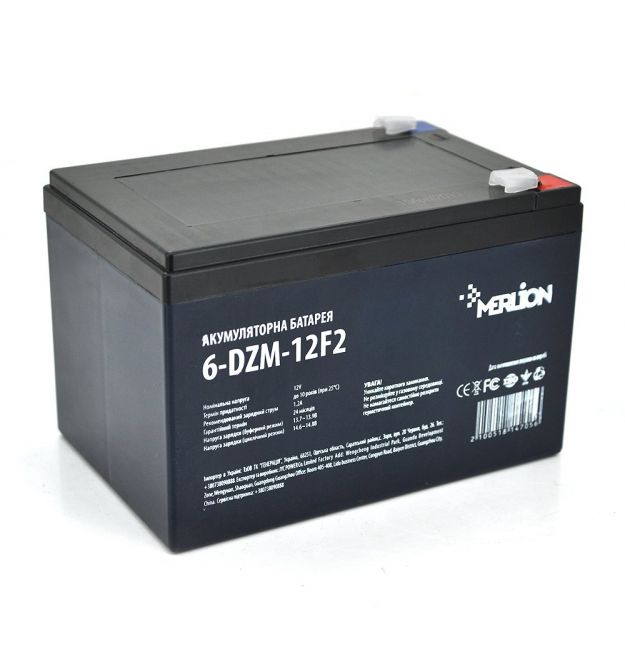Тяговая аккумуляторная батарея AGM MERLION 6-DZM-12, 12V 12Ah F2 (151х98х101 мм) White / Black Q4
