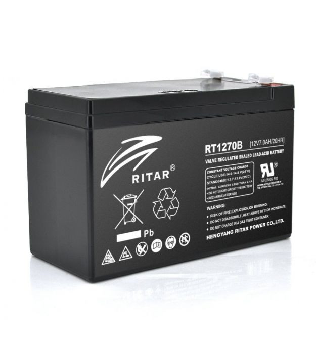 Аккумуляторная батарея AGM RITAR RT1270B, Black Case, 12V 7.0Ah ( 151 х 65 х 94 (100) ) Q10