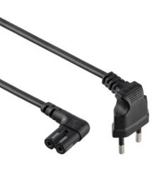 Кабель питания 0.5m, 0.5mm, PC-184 / 2 CEE7 / 16-C7 2 pin (для бытовой техники), Black, 90° OEM Q50 / 500 МЕДЬ!!!