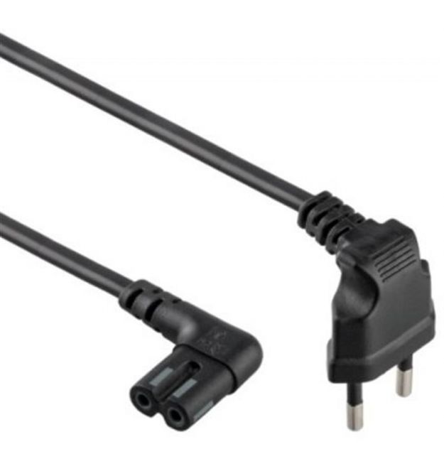 Кабель питания 0.5m, 0.5mm, PC-184 / 2 CEE7 / 16-C7 2 pin (для бытовой техники), Black, 90° OEM Q50 / 500 МЕДЬ!!!