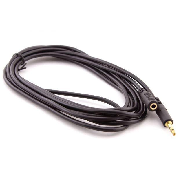 Удлинитель Audio DC3.5 папа-мама 1.5м, GOLD Stereo Jack, (круглый) Black cable, Пакет Q500