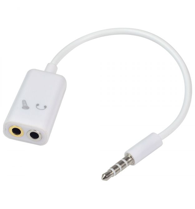 Сплиттер Jack 3.5 (папа) - 2* Jack 3.5 (мама) Stereo White, Пакет, Q500