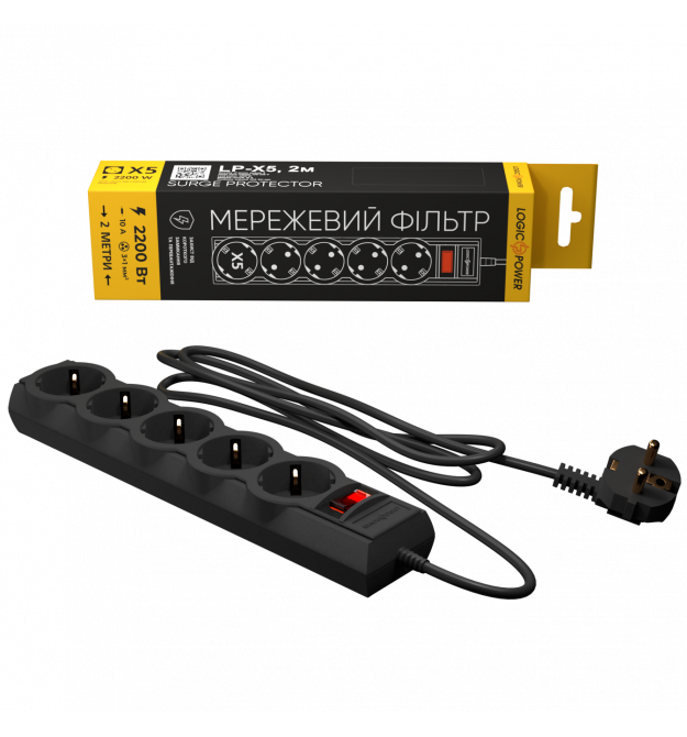 Сетевой фильтр LP-X5, PREMIUM 2 m Black