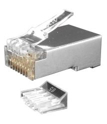 Коннектор Merlion RJ-45 8P8C FTP Cat-6 экранированный для сквозного подключения, двойной (позолоченые)