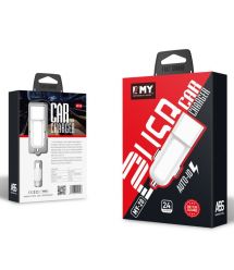 Набор 2 в 1 АЗУ With Iphone Cable DC12-24V MY-20, 1 x USB, 5V / 12W, Output: 5V / 2.4A, White, Blister- box