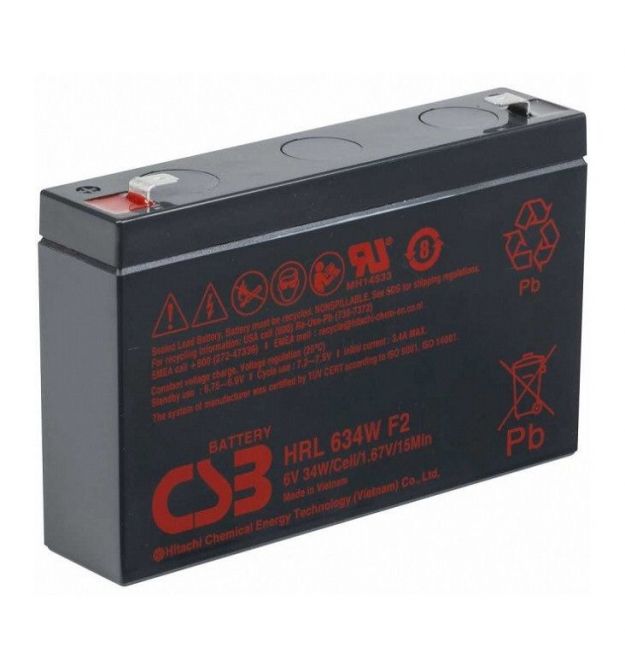 Аккумуляторная батарея CSB HRL634WF2, 6V 9Ah Q10