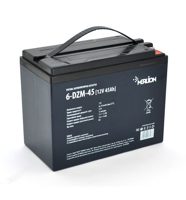 Тяговая аккумуляторная батарея AGM MERLION 6-DZM-45, 12V 45Ah F2 (223*121*175)