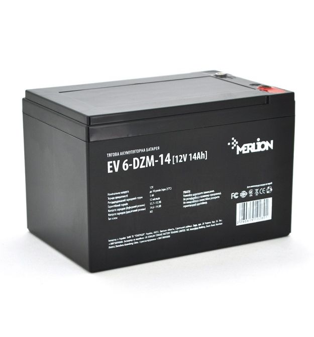 Тяговая аккумуляторная батарея Merlion EV 6-DZM-14, 12V 14Ah F2 (151*98*102)