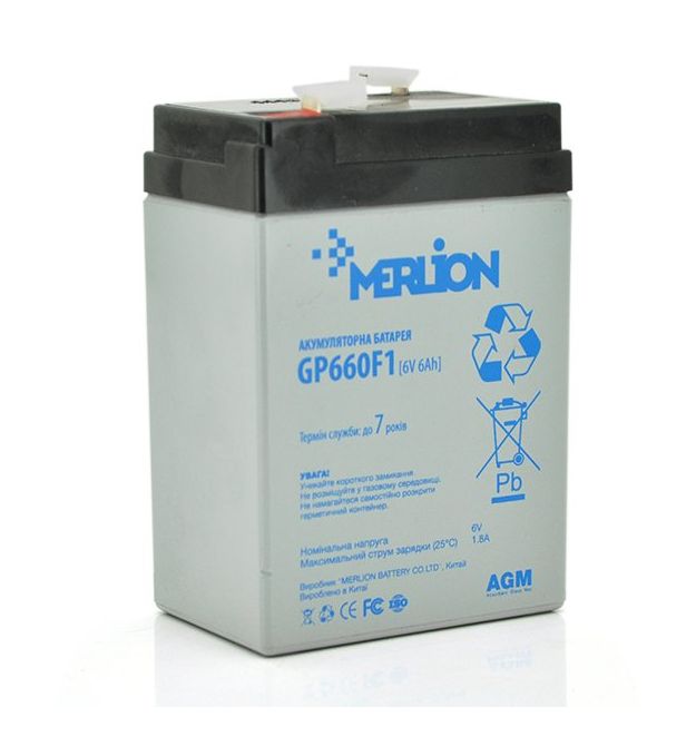 Аккумуляторная батарея MERLION AGM GP660F1 6V 6Ah (70 x 47 x 100 (105)) Q20