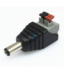 Роз'єм для підключення живлення DC-M (D 5,5X2, 1мм) з клемами під ручний затиск під кабель (Black Plug)