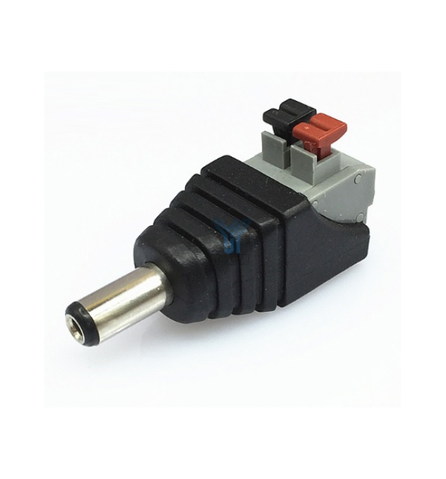 Разъем для подключения питания DC-M (D 5,5x2,1мм) с клеммами под ручной зажим под кабель (Black Plug), Q100