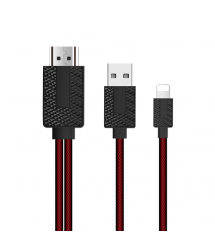 Конвертер Lighting (папа) на HDMI(папа) 1,8м, Black - Red, 4K - 2K, BOX