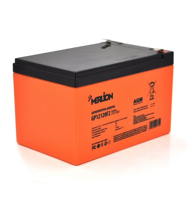 Аккумуляторная батарея MERLION AGM GP12120F2 PREMIUM 12 V 12 Ah ( 150 x 98 x 95 (100) ) Orange Q6