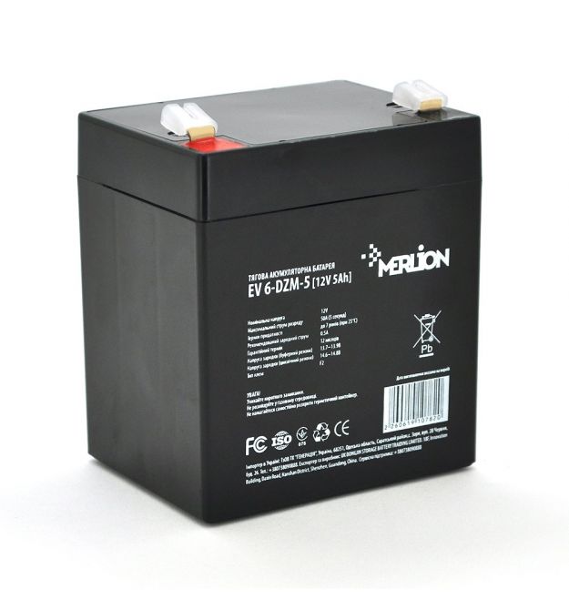 Тяговая аккумуляторная батарея Merlion EV 6-DZM-5, 12V 5Ah F2 (90*70*101)
