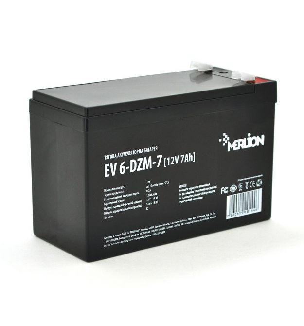 Тяговая аккумуляторная батарея Merlion EV 6-DZM-7, 12V 7Ah F2 (151*65*93)
