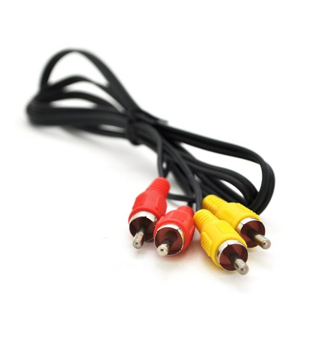 Кабель Audio-Video 2хRCA (папа) - 2хRCA (папа), CCA, круглый, Black, 1,0 м, (Пакет)