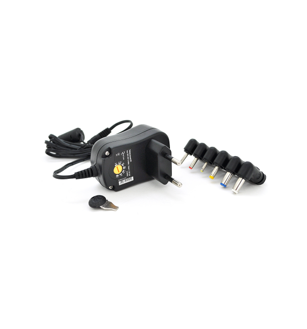 Универсальный БП Input 100V-240V 50-60Mhz, Output :3V-12V-1A 12W, 6 Г-образных разъемов 2.35*0.75 - 3.0*1.1 - 3.5*1.35 - 4.0