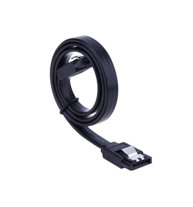 Кабель интерфейсный SATA 0.45м, прямой c защелкой, черный