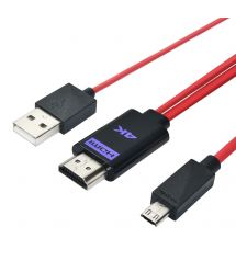 Конвертер MHL 11P на HDMI(папа) 1,8м Black 4K / 2K