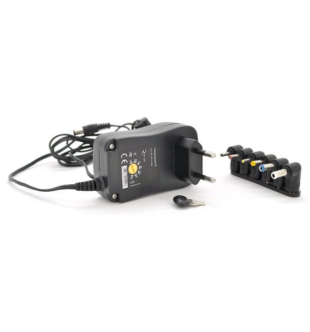 Универсальный БП Input 100V-240V 50-60Mhz, Output :3V-12V-2.A 24W, 6 Г-образных разъемов 2.35*0.75 - 3.0*1.1 - 3.5*1.35 - 4.